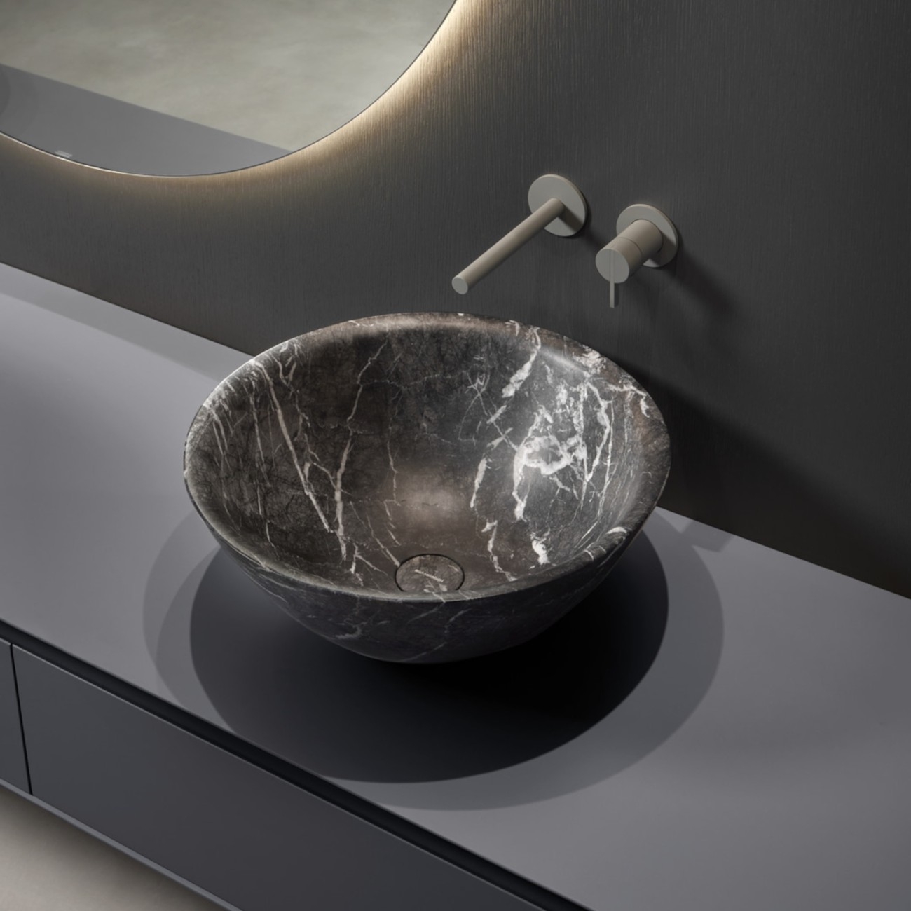 Servo Round Stone Countertop Washbasin Antoniolupi