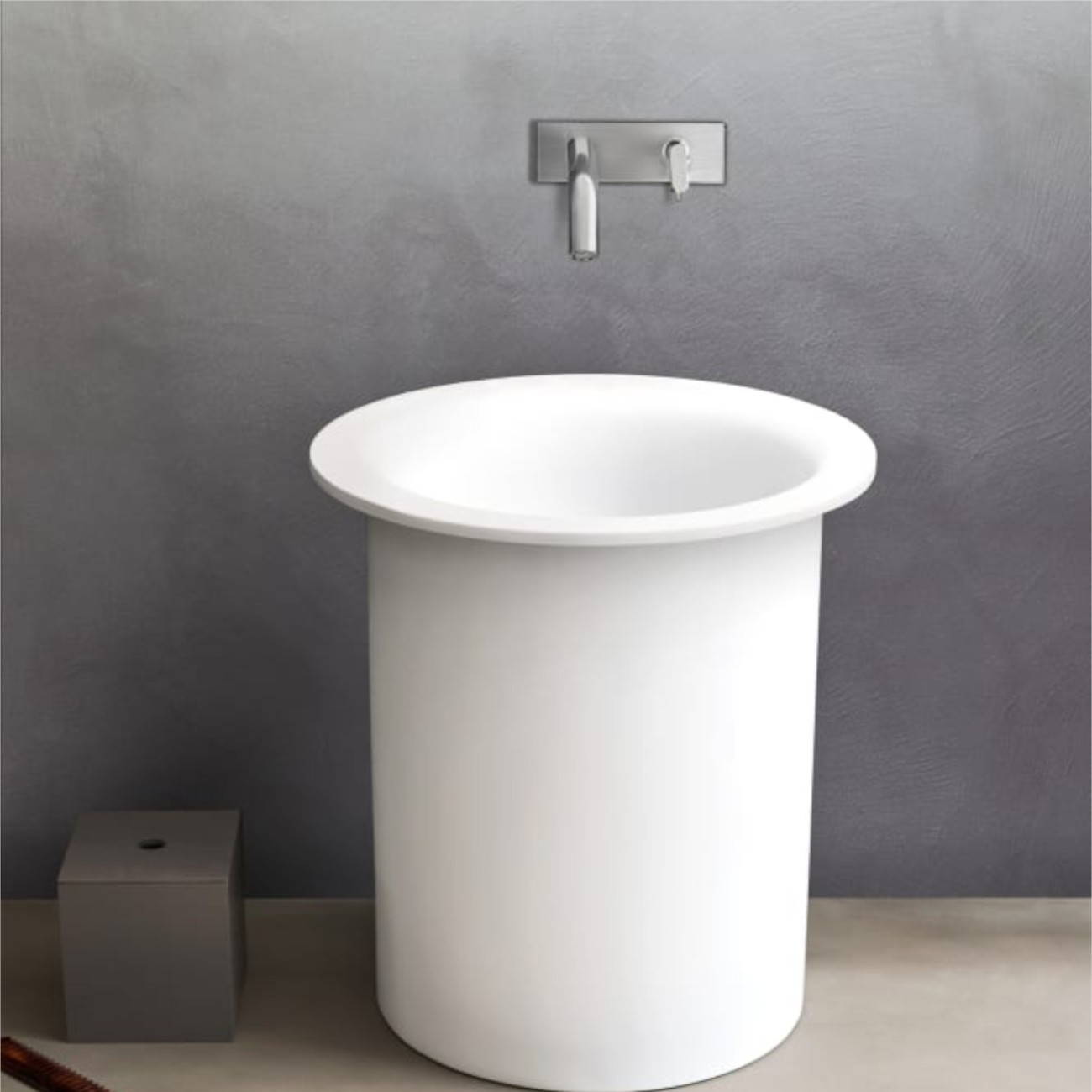 Square wall-mounted washbasin mixer Agape