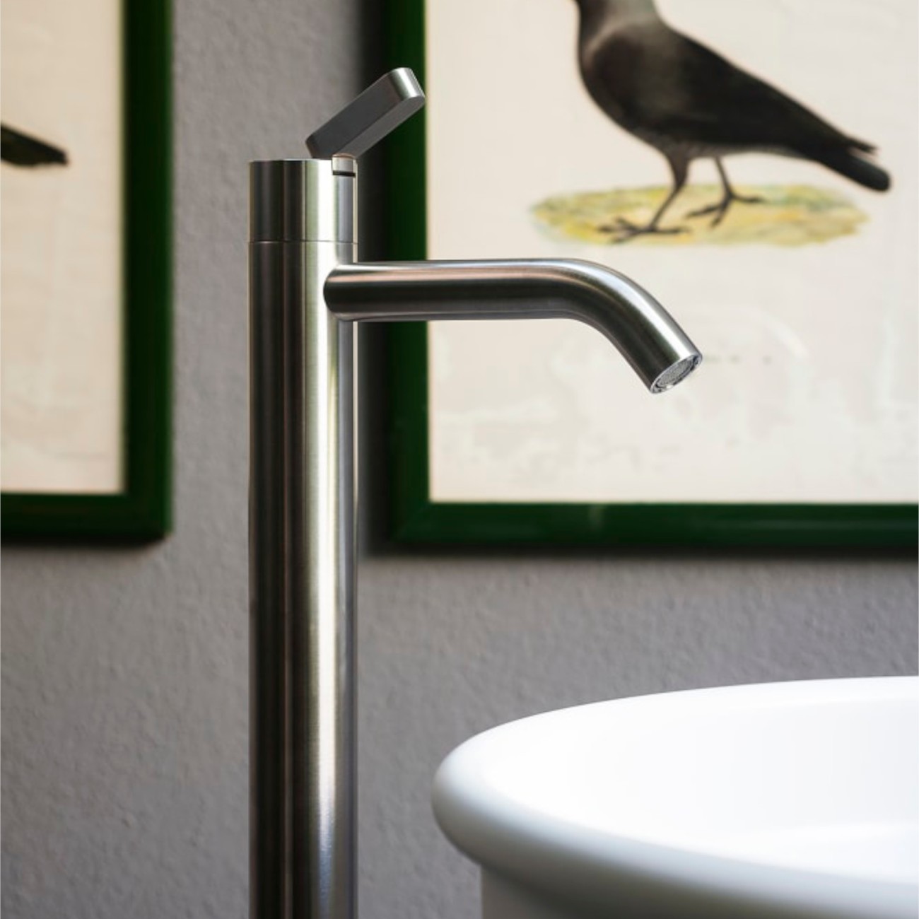 Square floor-mounted washbasin mixer Agape