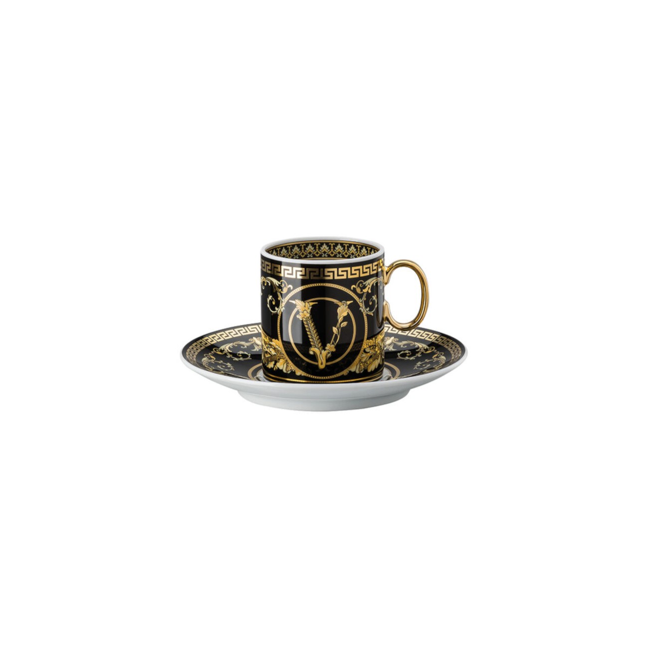 Virtus Gala Espresso Cup and Saucer Versace Rosenthal