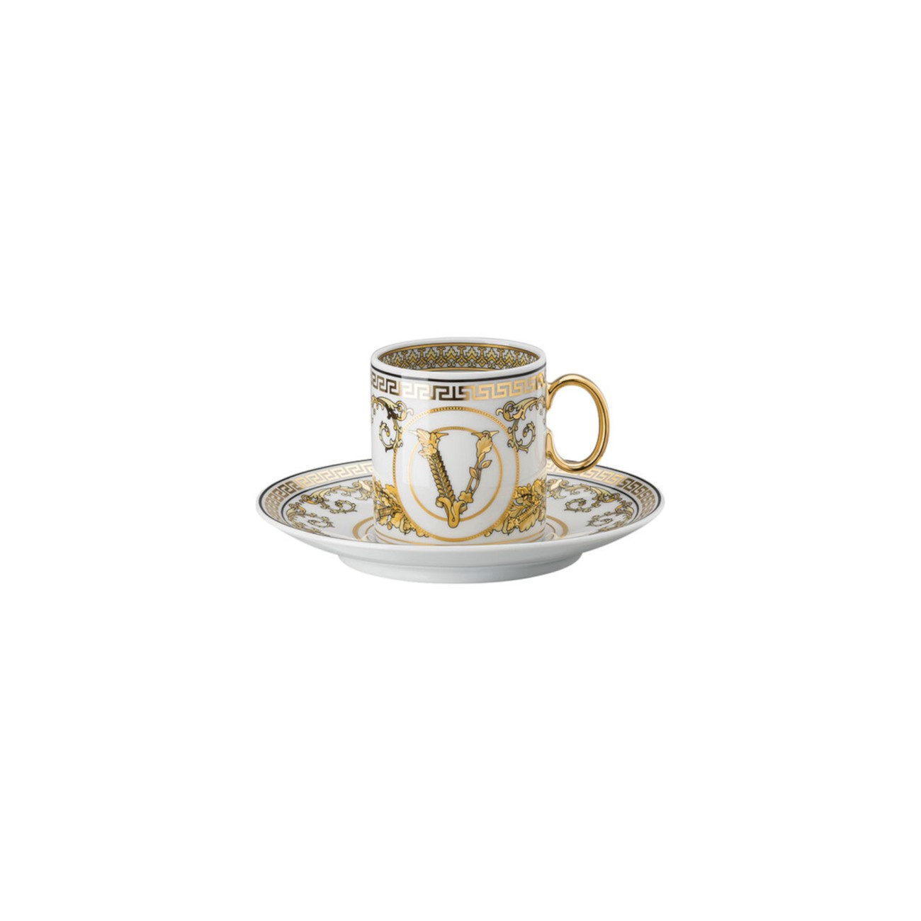 Virtus Gala Espresso Cup and Saucer Versace Rosenthal