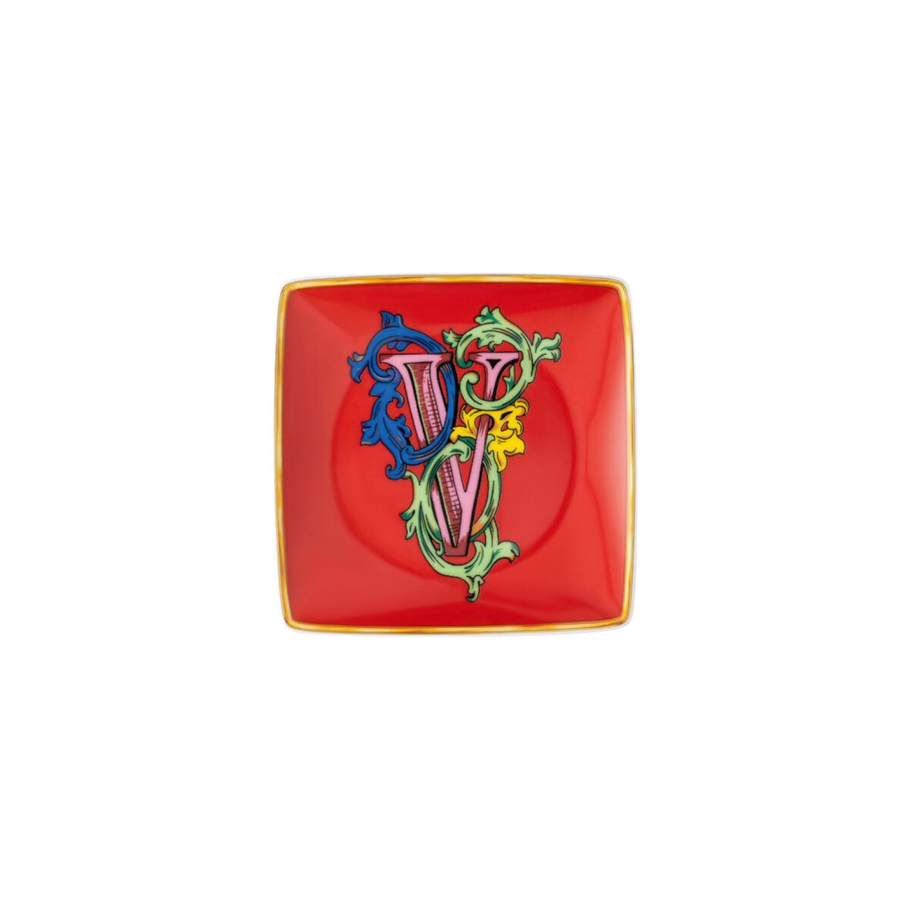 Versace Alphabet V Small Square Bowl Versace Rosenthal