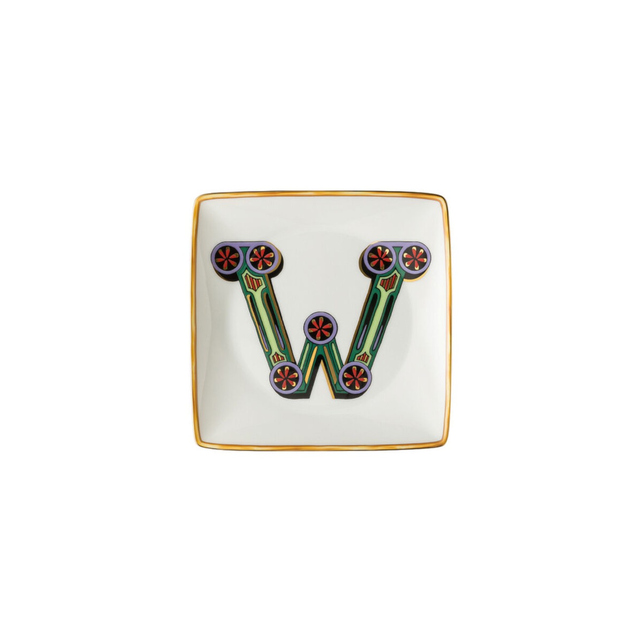 Versace Alphabet W Small Square Bowl Versace Rosenthal