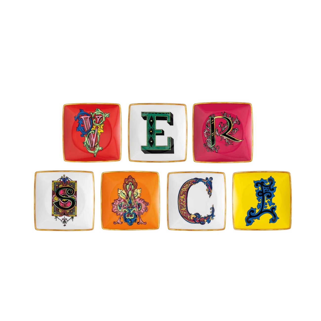 Versace Alphabet Small Square Bowl Set Versace Rosenthal