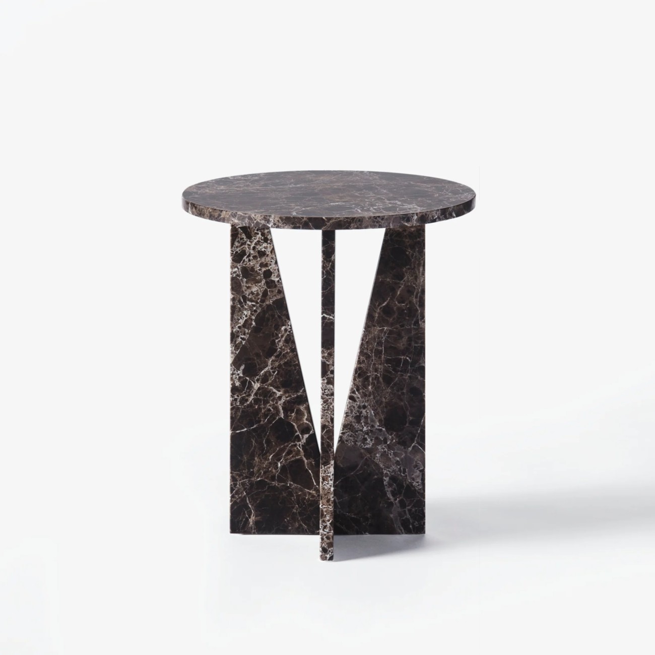 V Side Table Dark Emperador Dusty Deco