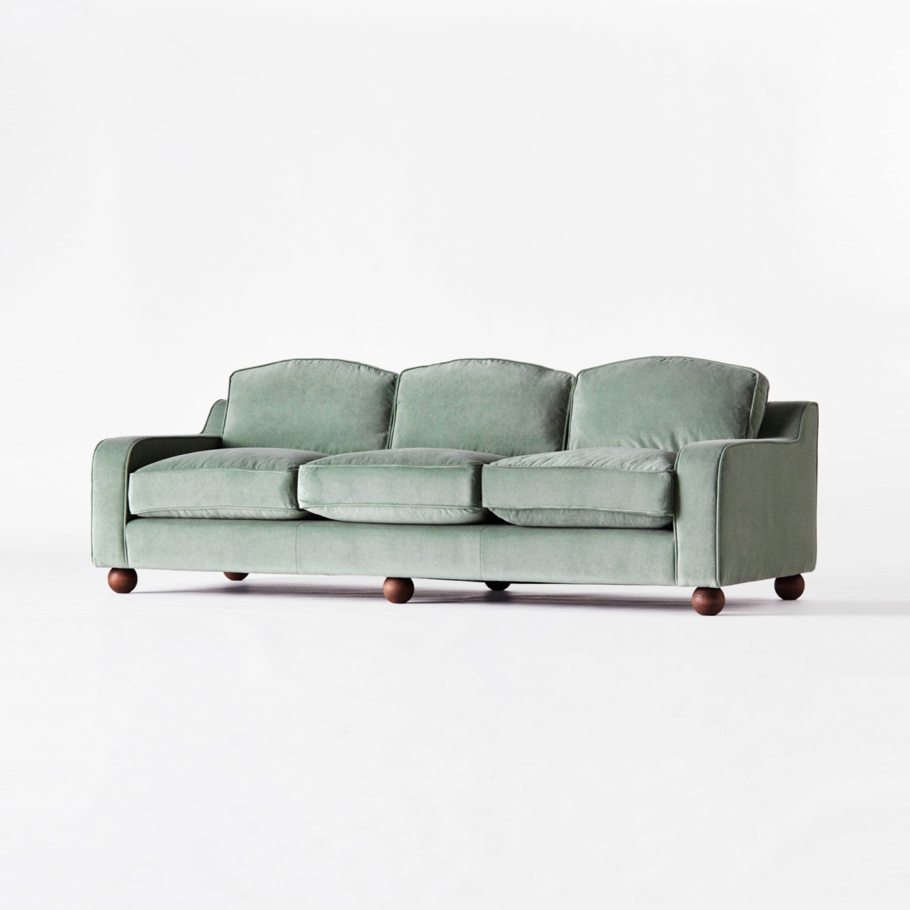 Lola 3 Seater Sofa Velvet Green Dusty Deco