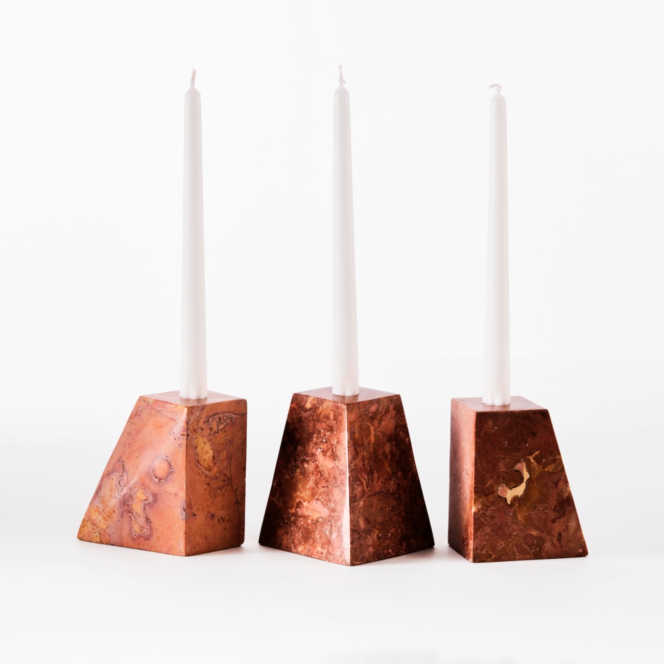 Pyramid Candle Holders Red Dusty Deco