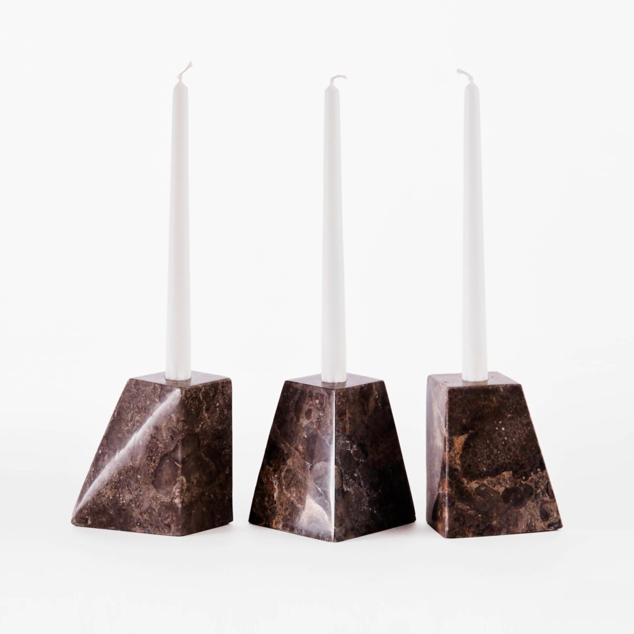 Pyramid Candle Holders Grey Dusty Deco