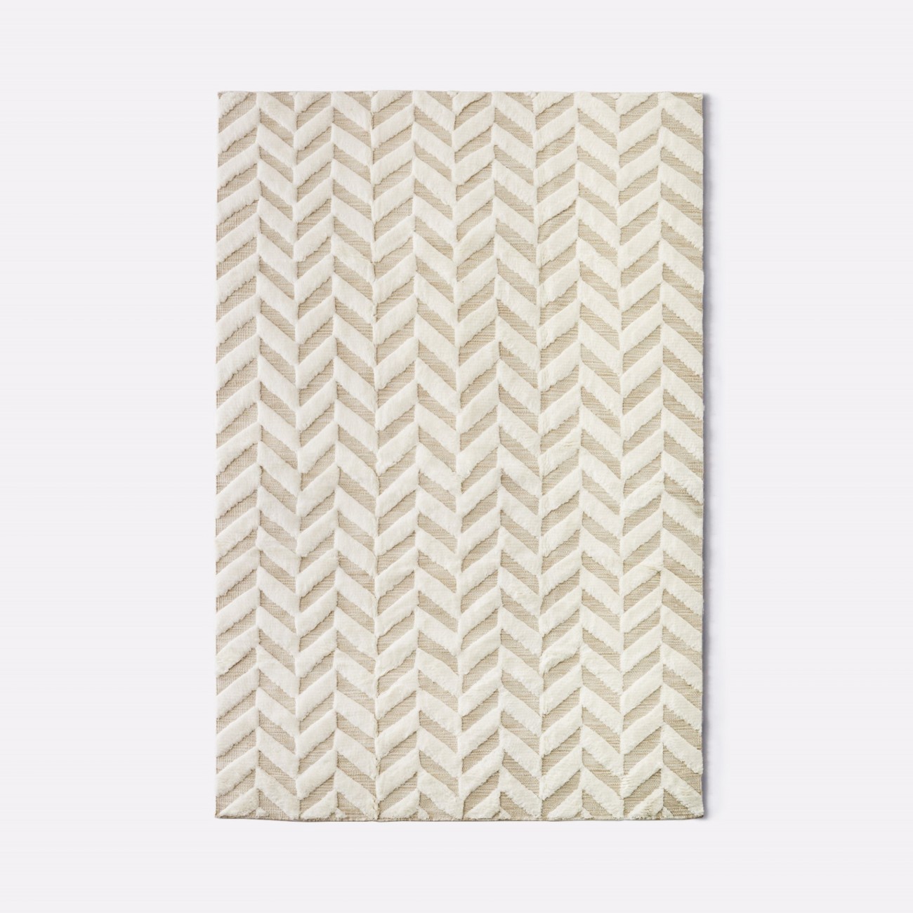 Herringbone White Rug Dusty Deco