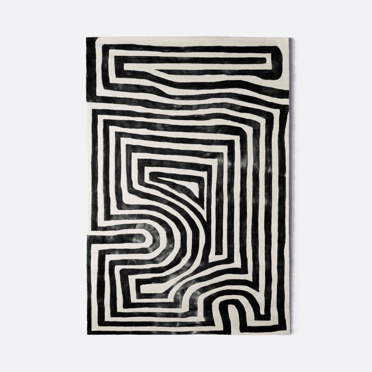 Psychedelic Labyrinth Rug Charcoal Dusty Deco