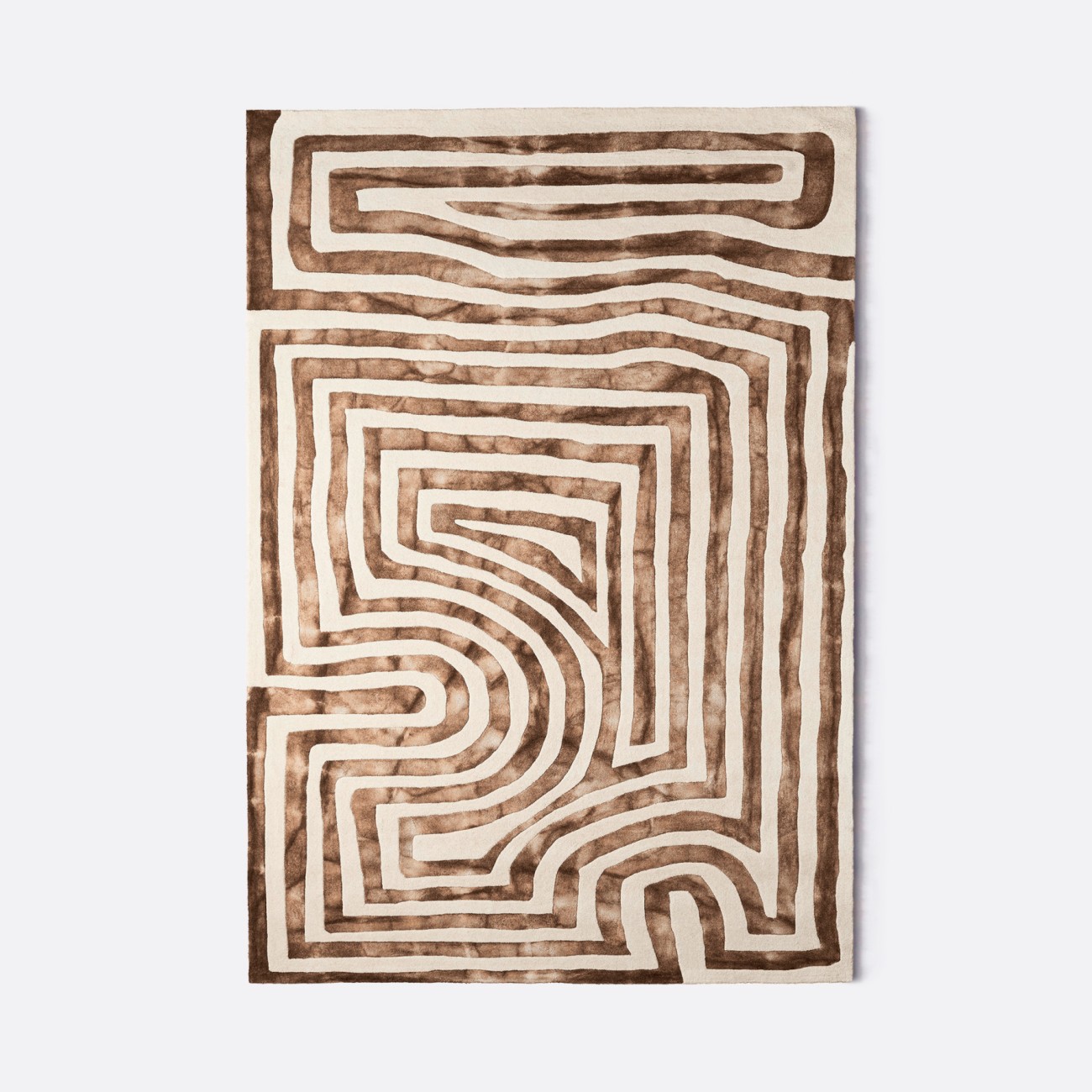 Psychedelic Labyrinth Rug Beige Dusty Deco