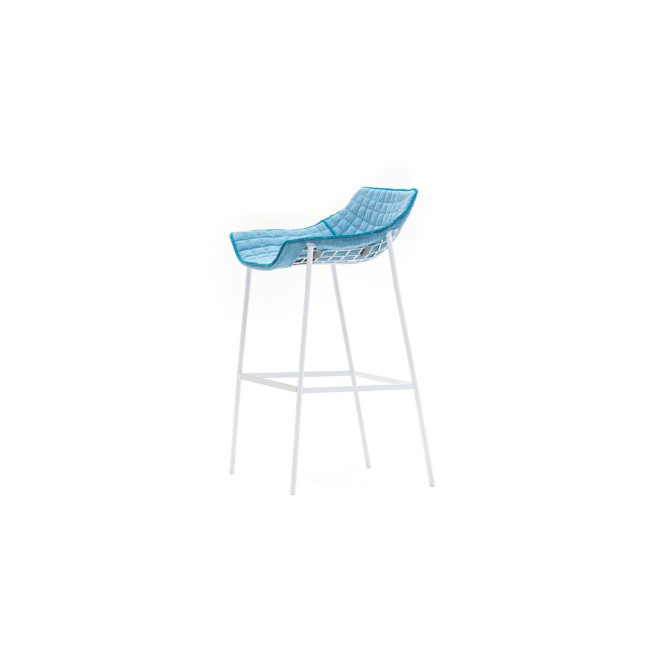 Summer Set Low Bar Stool with Quilted Fabric Varaschin